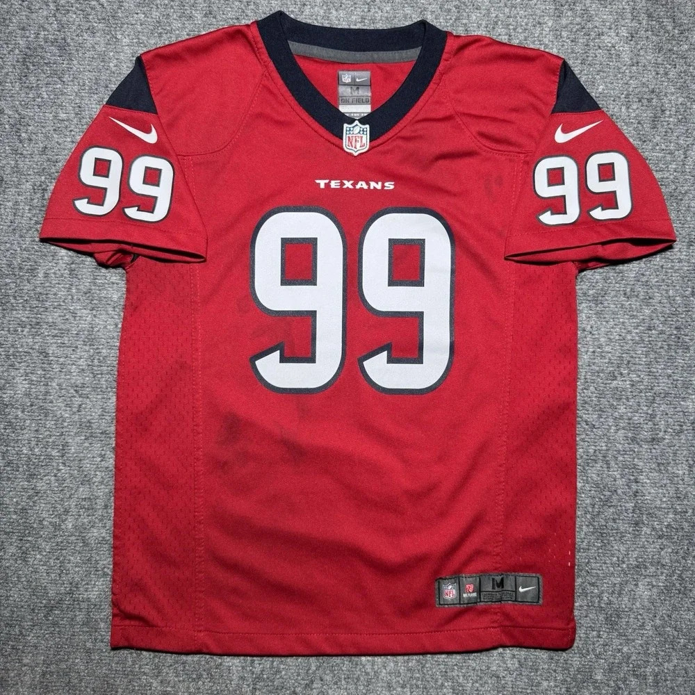 Nike Boys Houston Texans J.J. Watt 99 On Field Jersey Red Medium 10/12 NFL